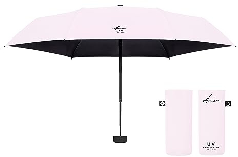 Ambra UV - Ombrello tascabile ultraleggero di alta qualità, per pioggia e sole, 215 g, 18 x 5 cm, Rosa delicato., Small