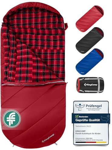 KingCamp Sacco a Pelo Invernale XXL 220 x 100 cm Extra Grande in Flanella Compatto 3 Stagioni per Adulti Sacchi a Pelo da Campeggio Leggero Impermeabile Inverno Adatto per Camping Viaggio Esterno