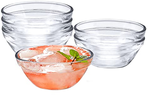 ICEBLUEOR Dipping Bowls - Set of 6 Small Glass Bowls for Dips Small Serving Bowls for Relish,Sauces,Jam,Chutney, Nuts,Dessert,Sundae Ice Cream,Serving Condiments