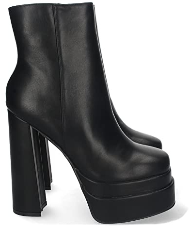 shoes&blues.es 66876-Botin de Mujer, con Tacon Alto y Plataforma, Comodas, con Estampado Liso, y Cierre de Cremallera 2022. Talla 40 Negro