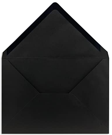 50 DIN C5 Briefumschläge Schwarz - 16,2 x 22,7 cm - 100 g/m² Nassklebung spitze Klappe - aus der Serie COLOURS-4-YOU Glüxx-Agent