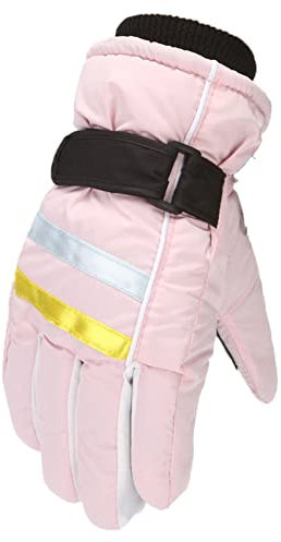 Skihandschuhe Kinder Winddichte Winterhandschuhe Winter Wasserdicht Warme Schnee Handschuhe Verdickt Winterzeit Handschuhe Thermo Snowboardhandschuhe für 7-12 Jahre Mädchen Jungen (Pink, One Size)