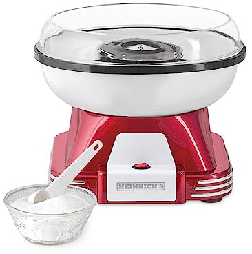 HEINRICHS Zuckerwattemaschine, elektrisch, Zuckerwattemaschine Set für Zuhause, Extra Große Schüssel,Retro Cotton Candy,schnell Einsatzbereit, Leichte Reinigung, inkl.Messlöffel, 500W Motor Heinrich´s