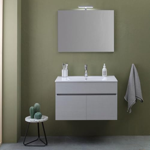 Kiamami Valentina - Mobile Bagno Sospeso 80Cm 2 Ante Grigio Moon | Silvia