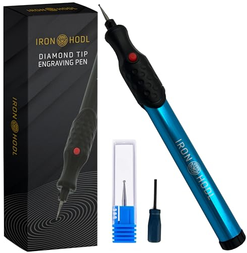 IRON HODL - Gravierstift mit Diamantspitze für Metall, Keramik, Glas gravieren - 2X AAA Batteriebetrieben - Engraving Pen Gravierstift Elektrisch für DIY Schmuck und Schloss Gravur Gerät (blau)