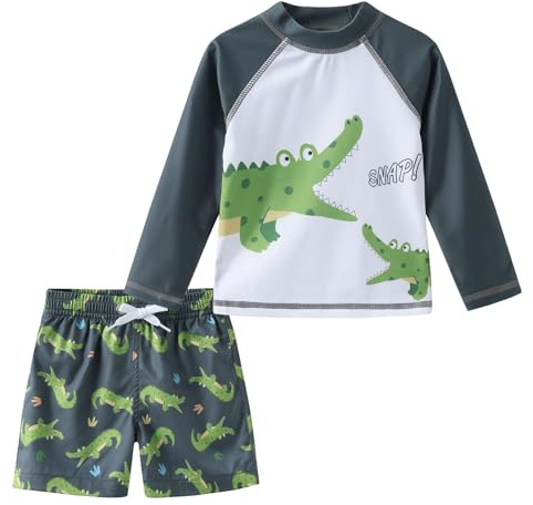 Aisyee UV Boys Swimming Costume Kids Rash Vest with Swim Shorts 4-5 Years