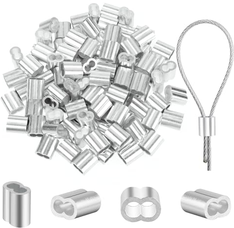 cobee Seilklemmen 2mm, 100 Stücke Aluminiumhülsen Quetschhülsen 2mm Pressklemmen Doppelhülsen Klemmhülsen Würgeklemmen Seilklemme Aluminium Crimpschlaufe für 2mm Drahtseil und Kabel(2mm)