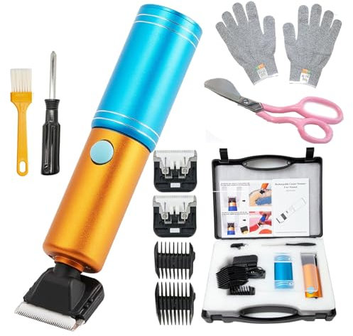 emobwdy Tagliabordi per Tappeti Senza Fili con Guida di Taglio/Guanti/Forbici, Cesoie per Tappeti da 250 W con Tagliaunghie per Intagliare Tappeti per Scolpire Il Tappeto con Pistola per Tufting,Blue
