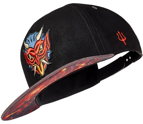 Cadency Snapback Cappellino da baseball, da uomo e da donna, con visiera dritta, misura regolabile, unisex, Devil - Nero, Taglia unica