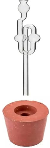 MIKONI Gummistopfen + Glas Gärrohr Gummikorken Gärspund Weinballon, Glasballon Stopfen Gäraufsatz ROT (33/25mm)