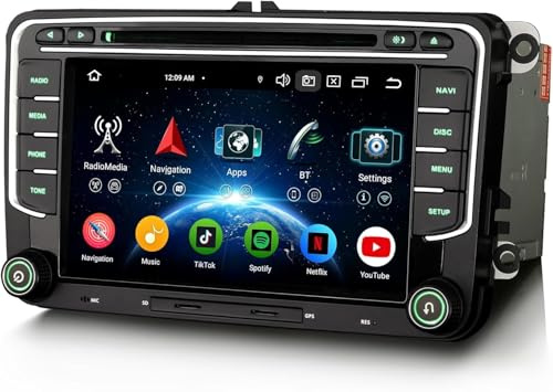 Erisin Android 14 4 GB 64 GB 8-kärnig DVD-bilradio Bluetooth GPS-navigator för VW T6 Polo Crafter Amarok Caddy šKODA Yeti Transporter 7 tums IPS pekskärm stöder CarPlay Android Auto DAB WiFi Canbus