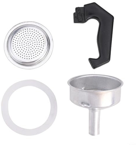 Jotekonoby Juego de 4 accesorios para ollas de moca, tazas de café expreso, piezas de repuesto para olla de café moca, filtro de embudo de sellado de mango (1 taza)