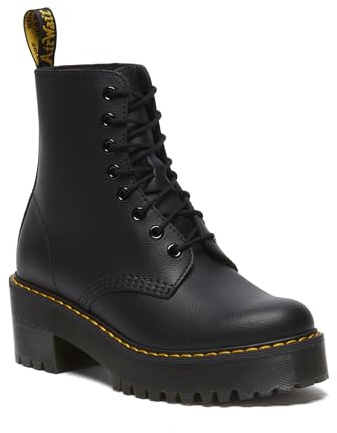 Dr. Martens Women's Sanguine 8 Eye Lace Up Heeled Combat Boot, Black Athena, 8 UK, 10 Women US