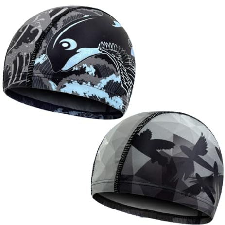 2 Pezzi Cuffia da Nuoto, Cuffia da Nuoto Unisex Cuffia da Nuoto, Cuffie Piscina Adulto Tessuto Cuffia Nuoto Impermeabile, Cuffia da Bagno Unisex da Piscina Antiscivolo per Nuoto Bagno e Sport