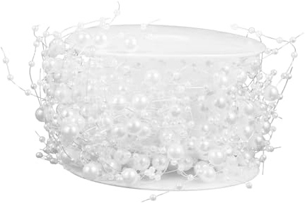 SMASOLO Ghirlanda di Perle Galleggianti per Vasi, Filo di Perle Artificiali per Decorazioni Matrimonio e Feste, 4 Metri, Decorazioni Eleganti per Vasi e Bouquet da Sposa