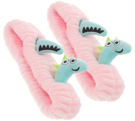 VILLCASE 2pièces Bandeau Dinosaure pour Cheveux Bain et Beauté Visage Lot de Motifs Animaux Élastique Confortable pour Soins et Routines Beauté