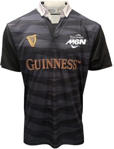 Guinness Six Nations M6N - Camiseta de rugby, color negro y gris, Negro, XXL