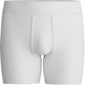 Calida Men's Cotton 1:1 Classic Boxer Brief with Fly - 100% Cotton Fine Rib Interlock Underwear, Longer Cut, Soft Waistband, Double-Layer Pouch White