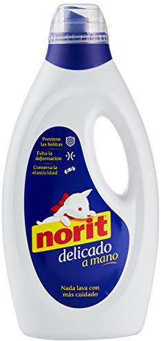Norit Delicado a Mano - Detergente Líquido, Cuida las Prendas Delicadas y las Manos, evita la deformación de las prendas y Mantiene su elasticidad. Ideal para el Lavado a Mano, 45 Lavados - 1125 ml