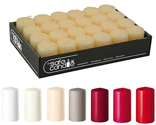 Hochwertige Stumpenkerzen - Adventskerzen/Wachskerzen/Kerzenpaket (Creme, Mini: Höhe 6cm / Ø 4cm - 24 Stück)