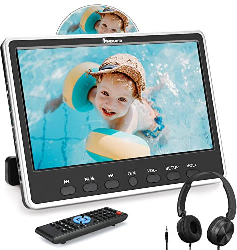 NAVISKAUTO Lecteur DVD Voiture Ecran d'appui tête avec Cable AV et Ecouteur pour Enfant 12 Pouce Compatible avec MP3, Supporte HDMI Input Région Libre USB SD