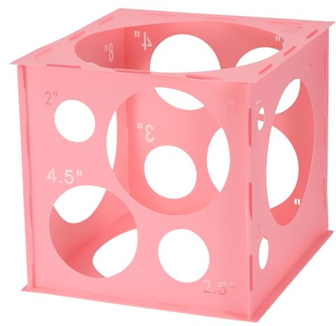 Auihiay Plastic Balloon Sizer Box Cube, Pink Collapsible Balloon Size Measurement Tool for BalloonArches, BalloonTowers, BalloonColumns and BalloonDecorations (2-10 Inch)