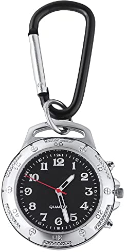 MAUJOY Reloj con mosquetón para ciegos, voz clara en español, mosquetón metálico, función de informe de hora, apto para personas mayores con discapacidad visual