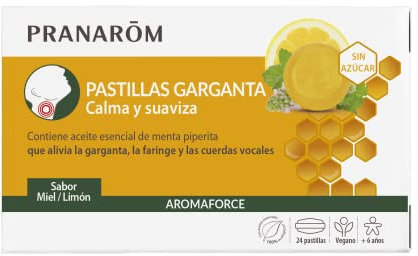 PRANAROM - Aromaforce - Pastillas Para La Garganta Miel Limón - Calma Y Suaviza La Garganta - A Partir De 6 Años - 24 Pastillas