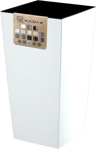 KADAX Pflanzkübel mit Innentopf, Höhe 57.5cm, Weiß-glatt – Wetterfester Blumentopf für Innen & Außen, ideal für Garten, Balkon & Terrasse, zum Bepflanzen, Dekorieren und als stilvoller Übertopf