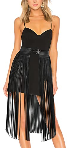 JasGood Damen Punk Fransen PU Leder Gürtel,Quaste Rock Gürtel für Frauen und Mädchen für Rock Kleid Jeans Hose Bikini Club Party