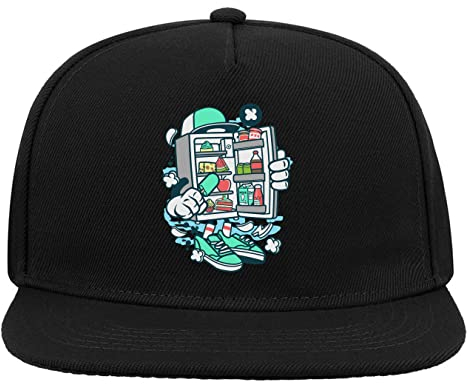 Summer Ice Cream Relax and Chill Freezer Art 5 Panel Snapback Flat Visor Baseball Hat Black