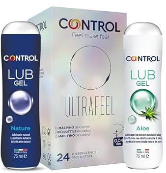 Control Fantasy Mix Cofanetto di 24 Preservativi Sottili Ultrafeel, 1 Gel Lubrificante con Aloe Vera e 1 Gel Nature