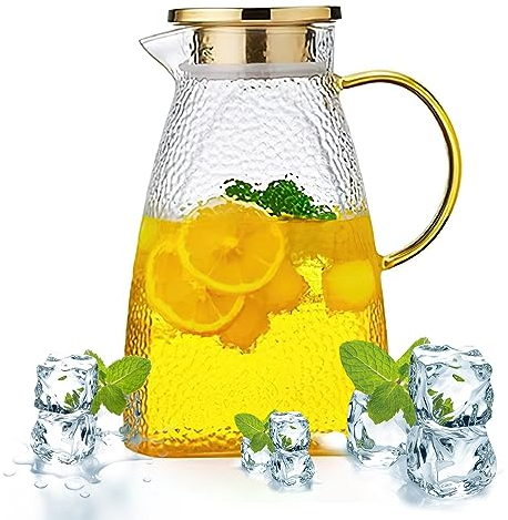 Jarra Agua Con Tapa Extraíble 1.8L, Botellas De Vidrio Transparente, Jarra De Vidrio Para Puerta De Nevera, Jarra Para Beber Jugo Casero, Té Helado, Café, Leche, Vino Y Bebidas