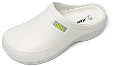 JOMIX Clogs & Pantoletten für Damen Berufsschuhe Kochschuhe Bequeme Sanitär-Clogs Medizinische Gartenschuhe Gummi Weiß Gesundheitsschuhe mit Fußbett (Weiß, 39 EU, SD9243)