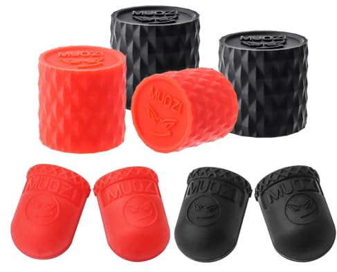 Kigauru 8Pcs Bicycle Handlebar End Caps, Silicone Safeguard Sleeve Bicycle Brake Handle Protect Cover Mountain Bike Road Bike Ergonomic Design Anti-Slip Handlebar End Cap Bike Accessories, Black+ Red