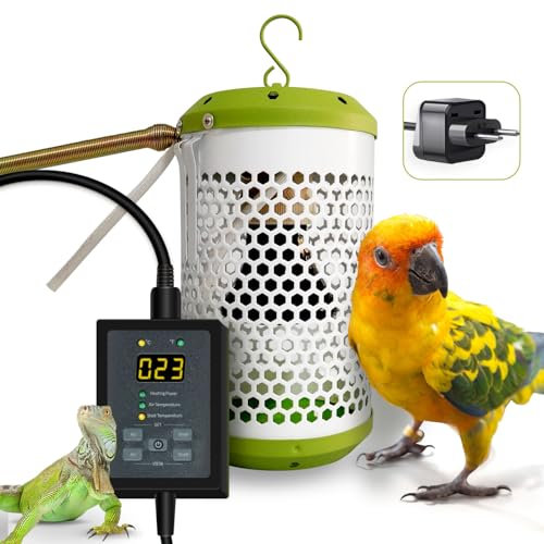 SYSAI Vogelkäfigheizung mit automatischer Temperaturregelung, Bissfester Netzkabelschutz