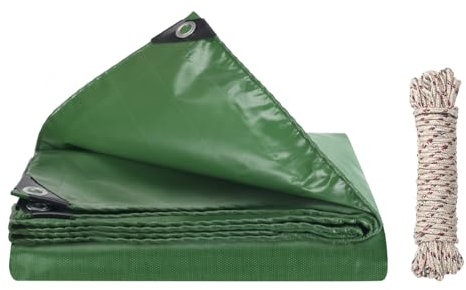 COEWUR Telone 2 x 1 m Telo Verde Impermeabile con Occhielli 420 g/m² Anti UV Telone Copertura Include 10 Metri di Corda per Piscina Trampolino Gazebo Mobili da Giardino