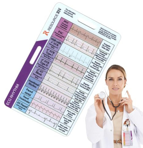 Carta di riferimento medica ECG, Ecg 7 Step Ruler Ecg, Strumento di interpretazione Ekg, Strumento di misurazione Ecg, Taschino righello, Facile da trasportare righello ECG, Carte tascabili ECG, Carta