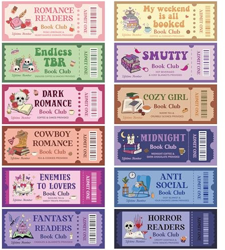 Laffact Book Club Bookmark Tickets Bulk- 120 Pcs Dark Romance Bookish Gifts