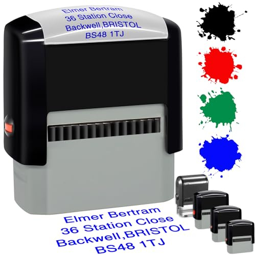 Personalised Stamp Custom Self-Inking Rubber Ink Stamps for Company Business Customized Return Address with Name Date Up to 4 Lines-47x18mm