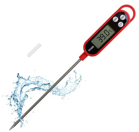 Termómetro Digital de Cocina Thermometer Carne con Sonda Larga Impermeable Lectura Instantáneo en 3s para Carne BBQ Comida Aceite Liquidos Leche Agua Vino Cerveza Horno Parrilla Freidora Aire Sopa