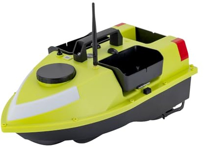 JJsdwin Barca per mangimi, esca con strisce luminose regolabili e segnale GPS, doppio motore per fiumi, laghi e mari, portata totale 2 kg