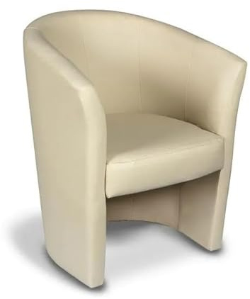 Bissolo Casa Poltrona Moon in Ecopelle, Beige, Design Moderno, Seduta Alta 45cm, Dimensioni 64x63x76cm, con Piedini in Plastica Nera