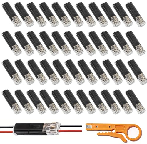 100PCS 2 Pin Wire Connectors, Electrical Wire Connectors, Quick Connect Crimp Terminals for LED Strips, Speaker, 12V Systems, Waterproof Electric Cable Connector Blocks