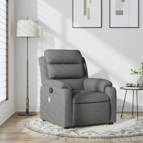 Owoxanthellate Dark Grey Massage Recliner Chair 36.4x29.5x39.4 Polyester Fabric Reclining Lounger with USB 5V for Living Room Bedroom