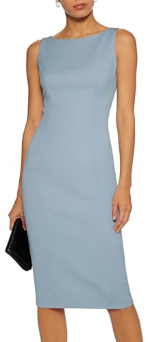 Belle Poque Womens Work Dress Sleeveless Sheath Dresses Gray Blue L