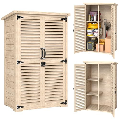 Outsunny Armoire de Jardin Remise pour Outils en Bois 75x50x118cm Naturel