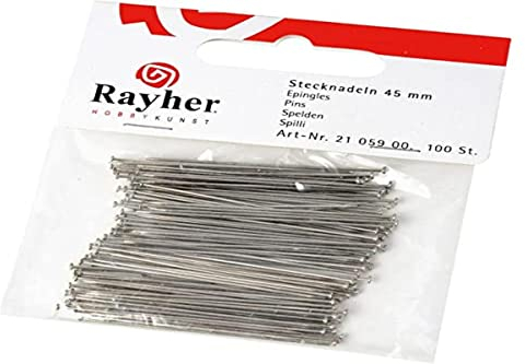 RAYHER HOBBY RAYHER - Stecknadeln, 45 mm, SB-Btl. 100 Stück, Silber