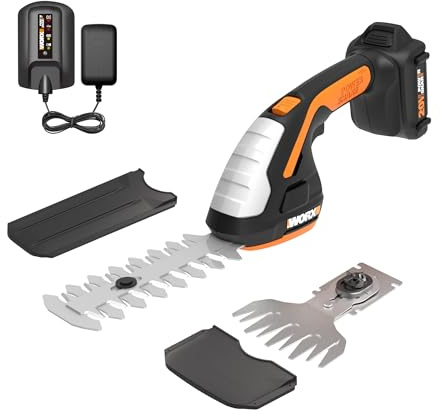 WORX 2 in 1 Cordless Hedge Trimmer, 4 Grass Shear & 8 Shrub Trimmer with 2 Blades, Battery & Charger Included, WG801