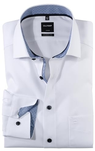 OLYMP Luxor Modern Fit - Camisa de negocios para hombre, no necesita planchado, fácil de limpiar, 100% algodón, camisa de manga larga para hombre, apta para traje, Blanco 00, 37